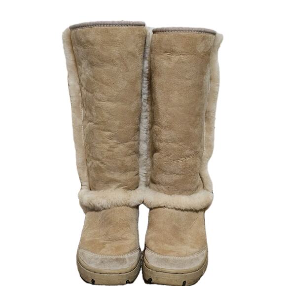 UGG Sunburst Tall Women’s Size 9 Sand Suede Shearling Outdoor Boots - Picture 2 of 11